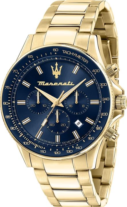 Maserati Sfida Chronograph Watch – Gold Stainless Steel | Blue Dial (44mm)